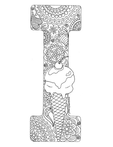 Letter I Colouring Page