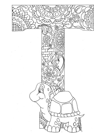Letter T Colouring Page
