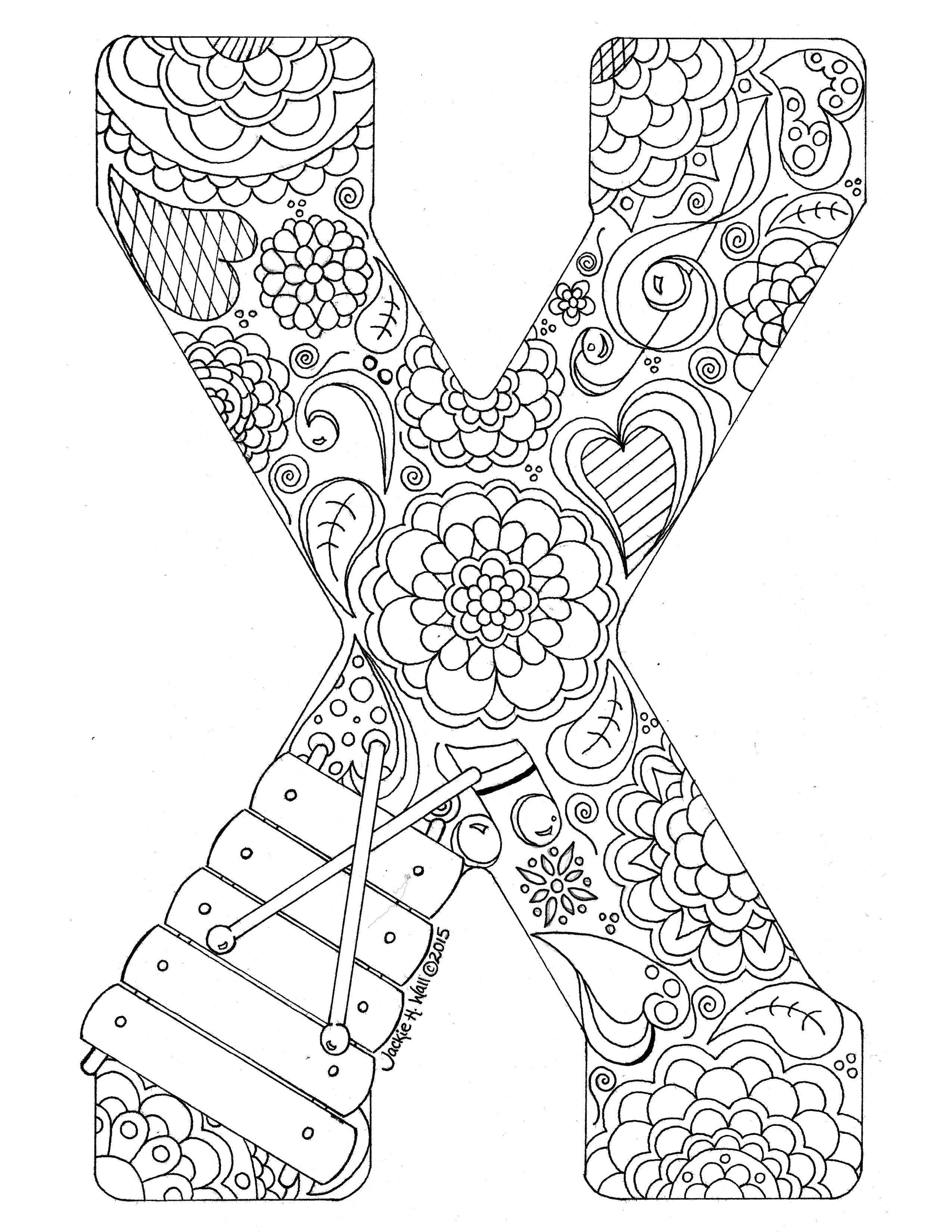 Letter X Colouring Page