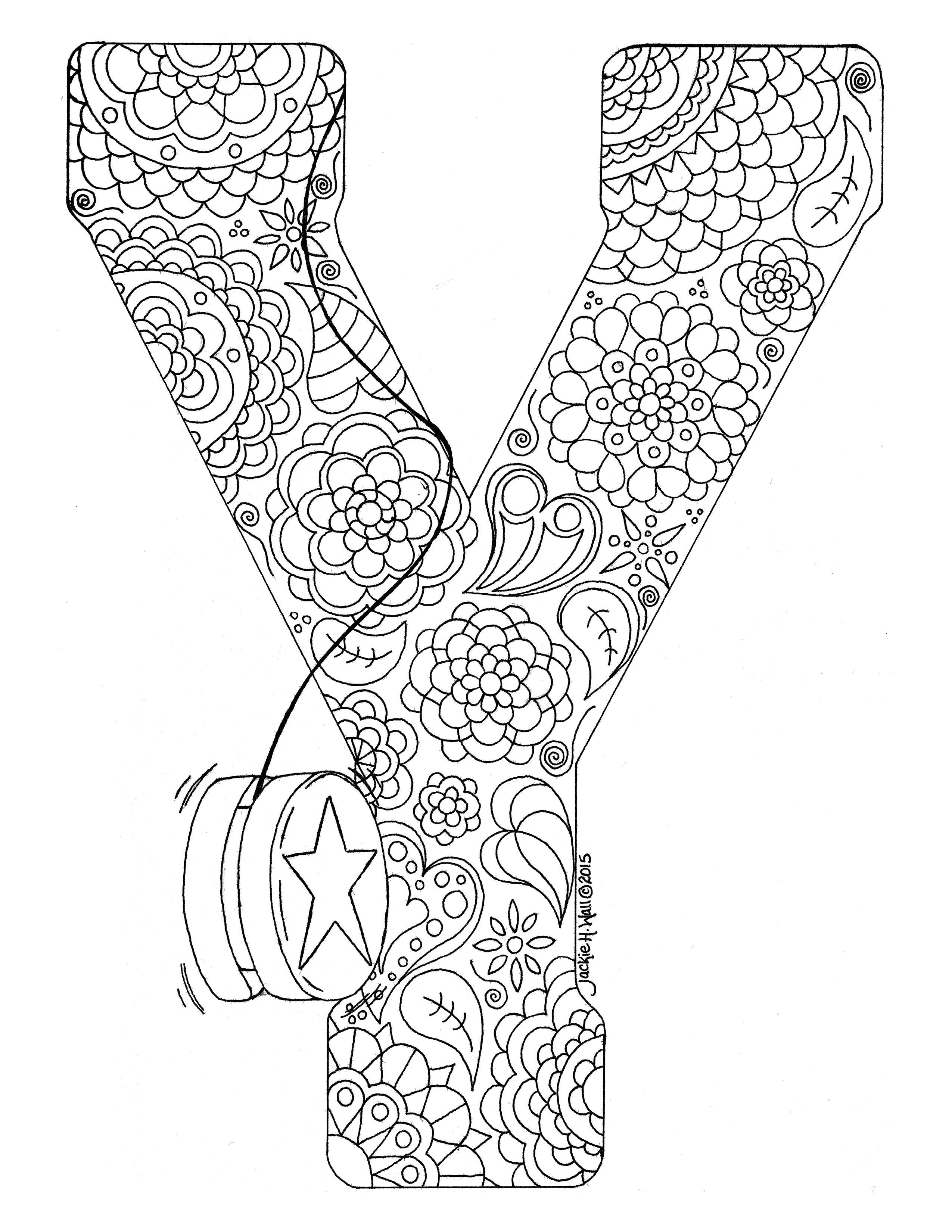 Letter Y Colouring Page