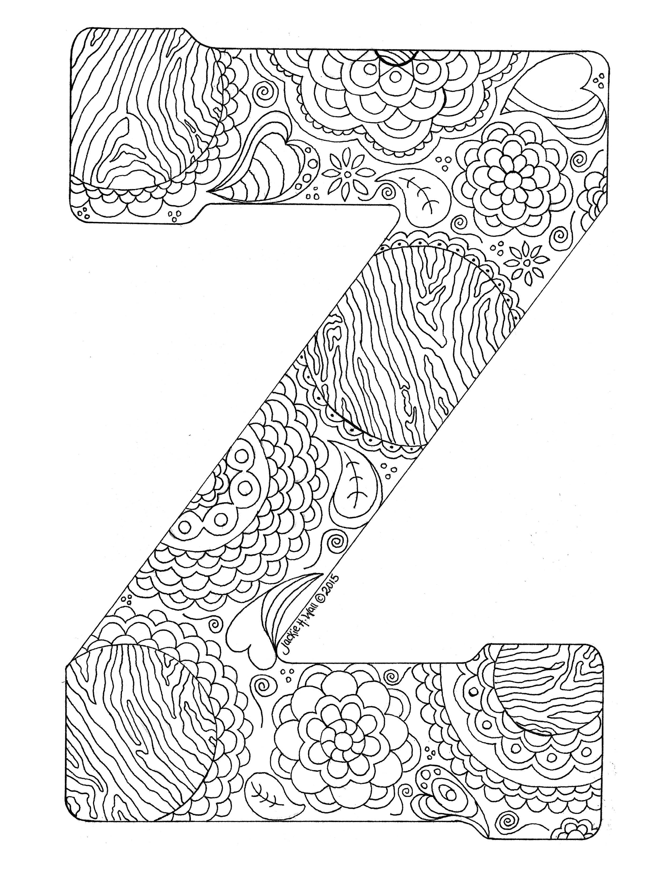 Letter Z Colouring Page