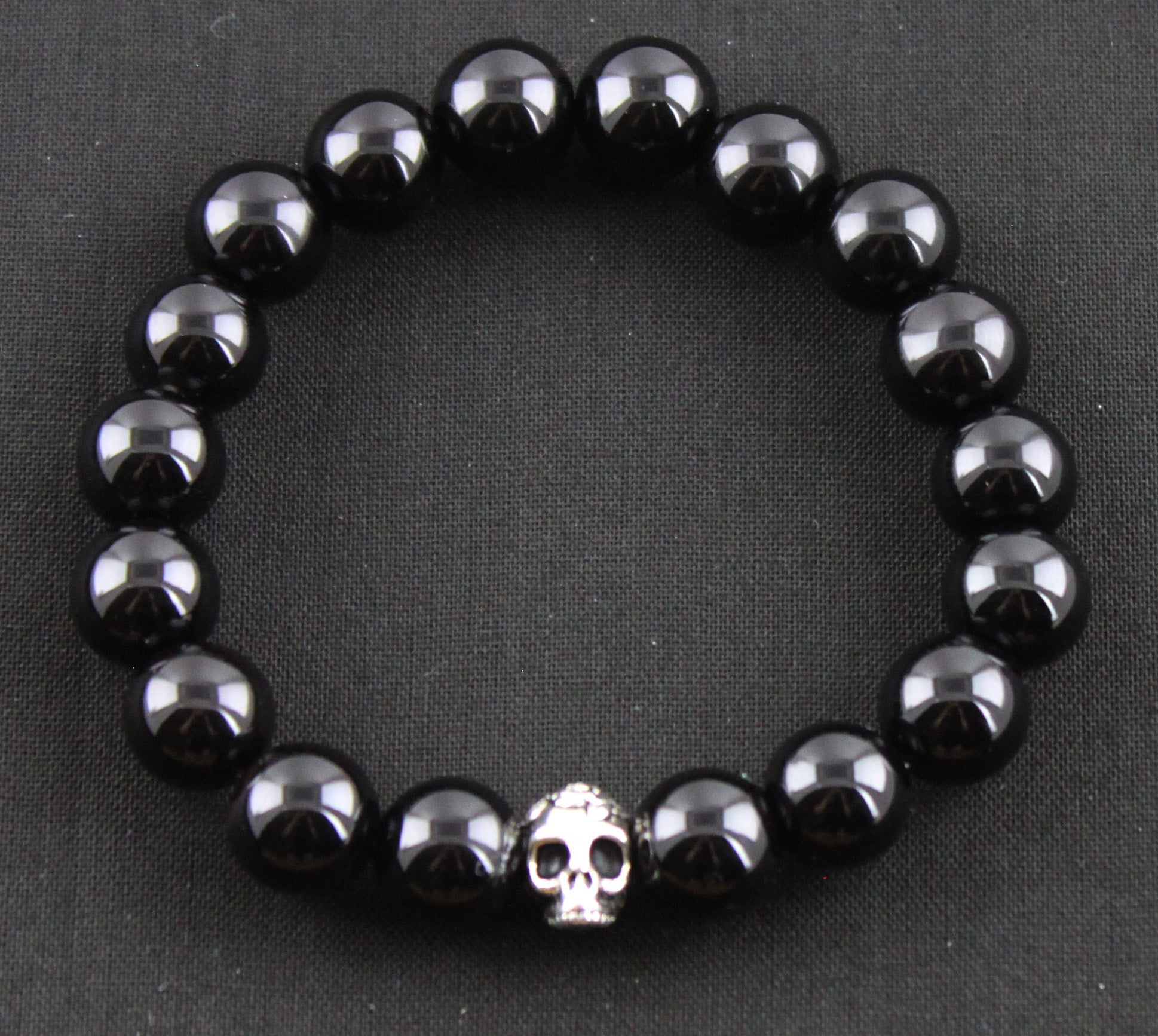 Black Onyx with Rose Skull Bead