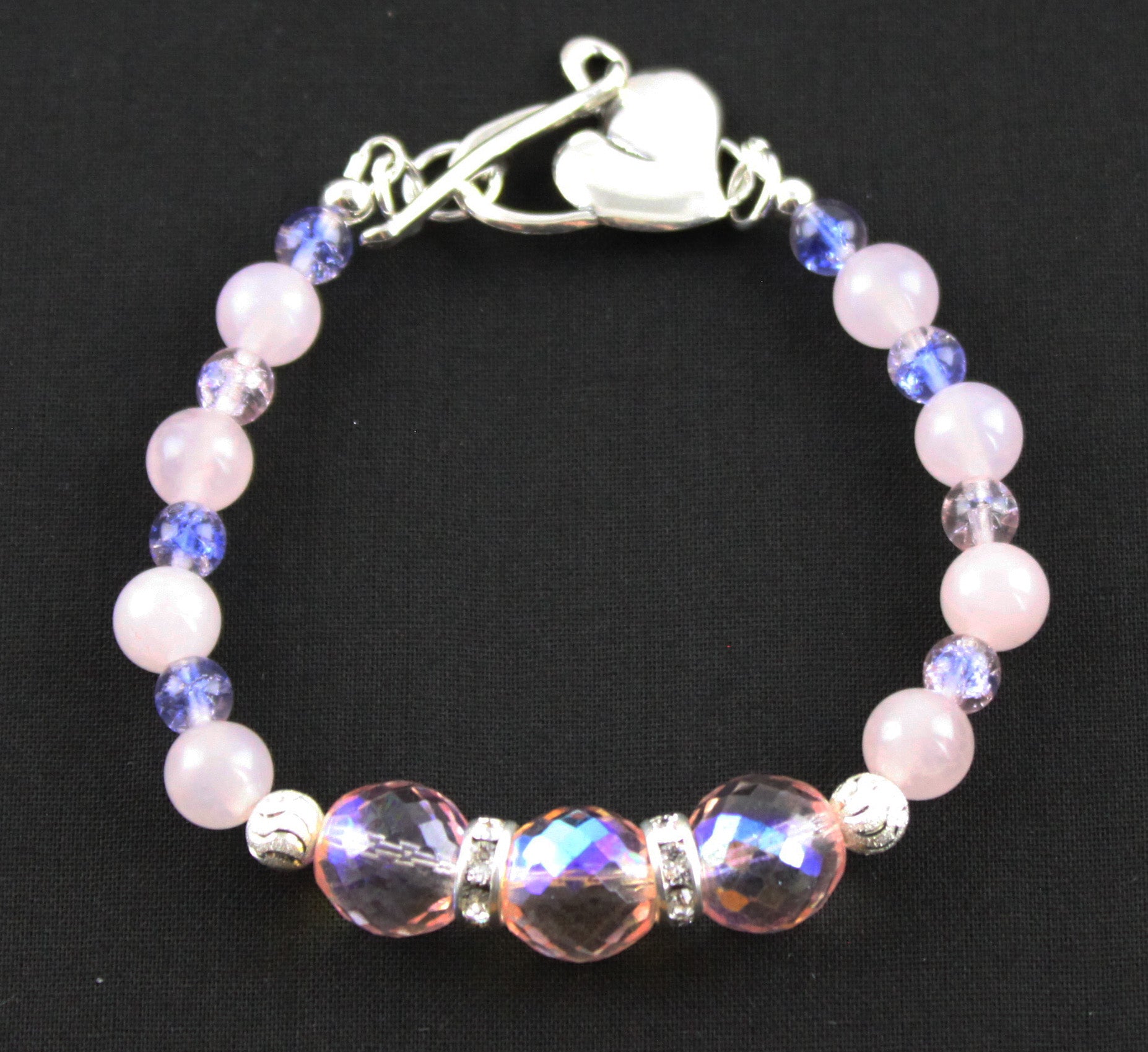 Pink and Blue Silver Bracelet