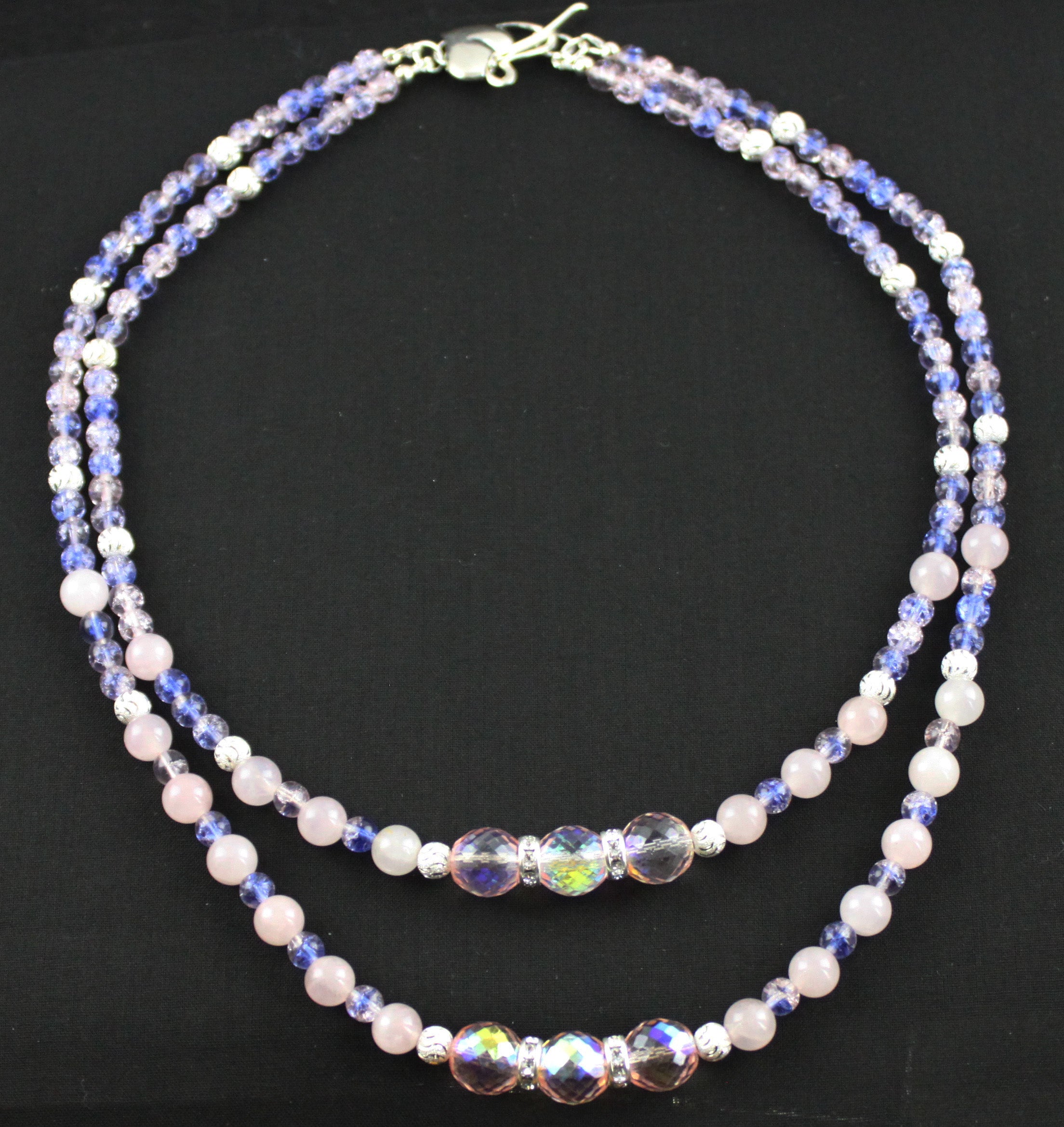 Pink & Blue Sterling Silver Necklace