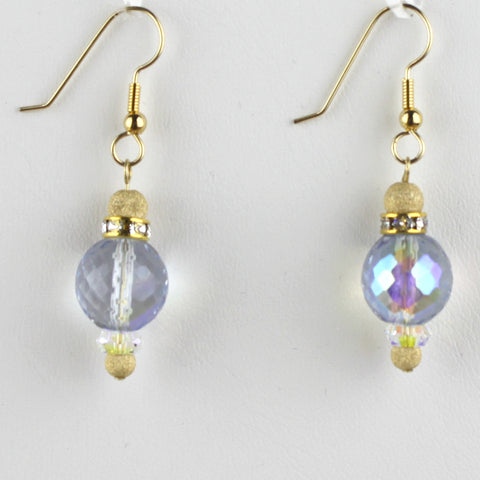 Soft Blue Czech Glass and 14K Gold Filled Earrings